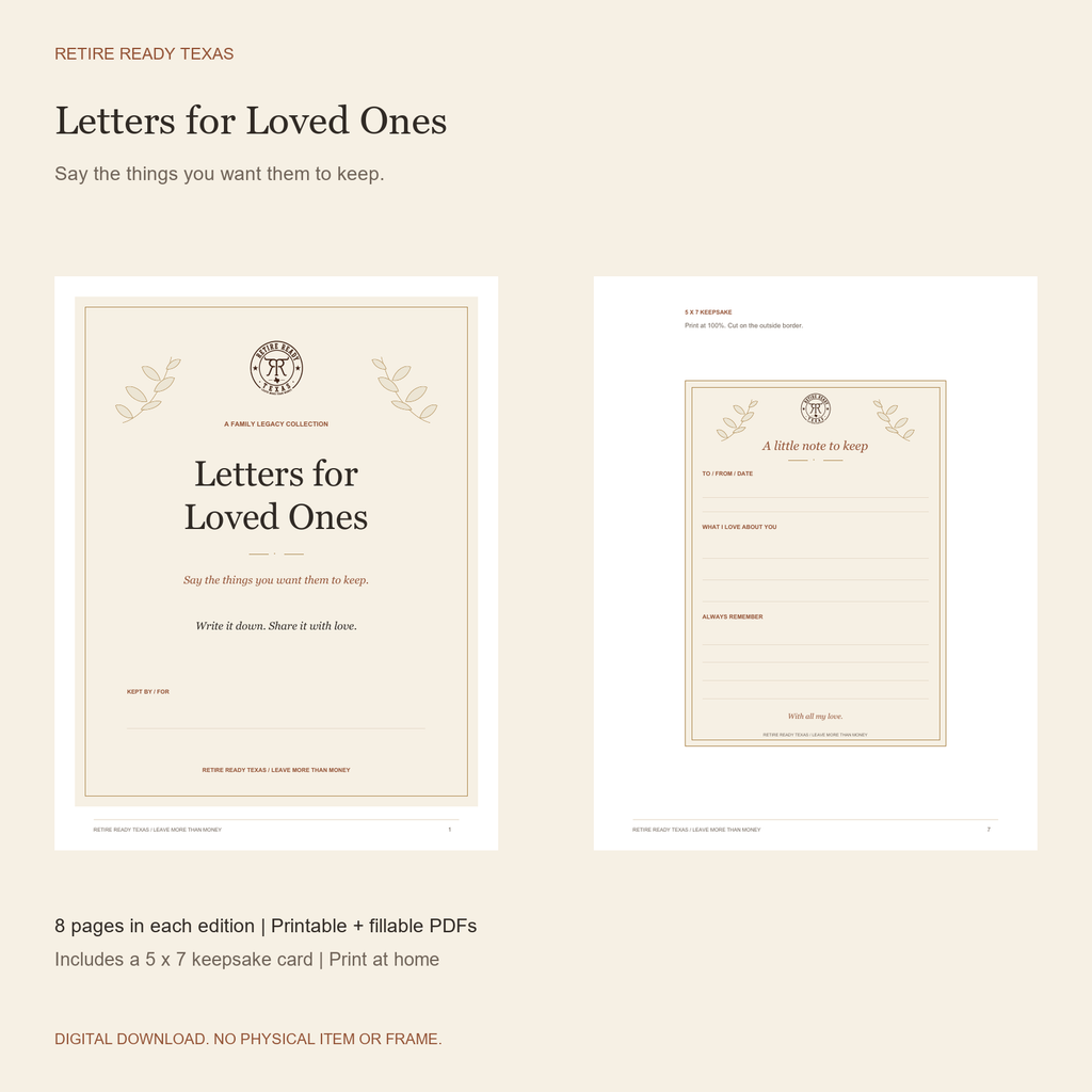 Letters for Loved Ones | Printable & Fillable Family Legacy Kit printable pages