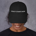 Black Legacy Starts Now dad hat with white Retire Ready Texas embroidery