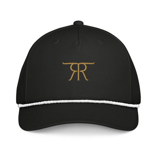 Black and white Retire Ready Texas heritage rope cap with Old Gold embroidery