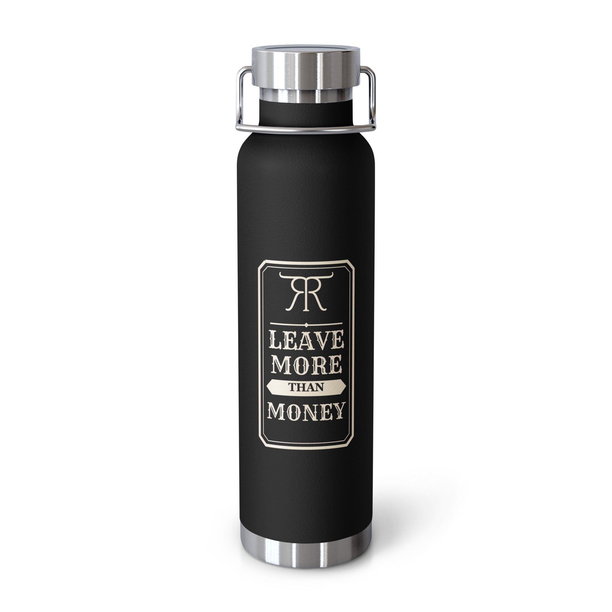 Leave More Than Money Insulated Bottle in Black — front view