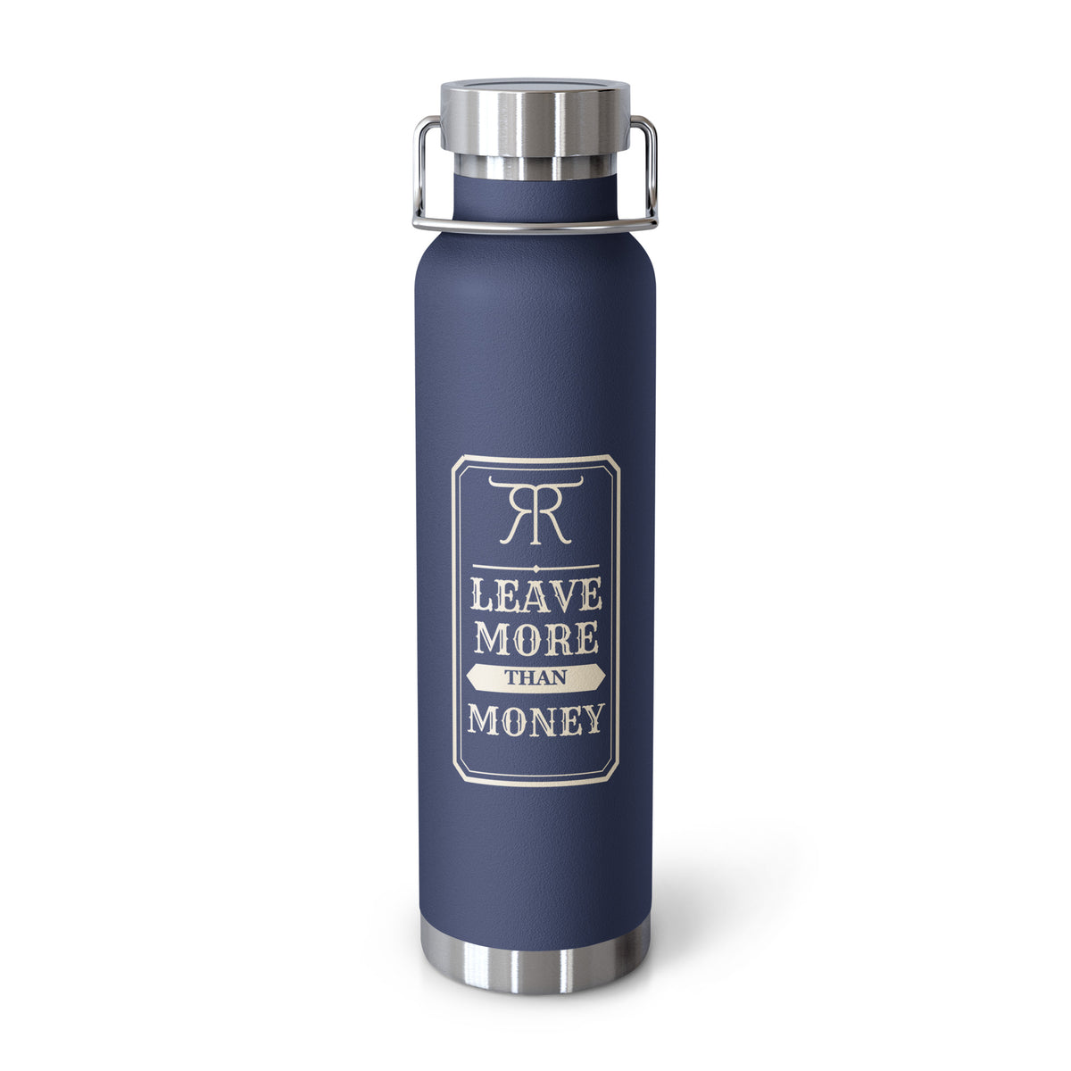 Leave More Than Money Insulated Bottle in Navy — front view