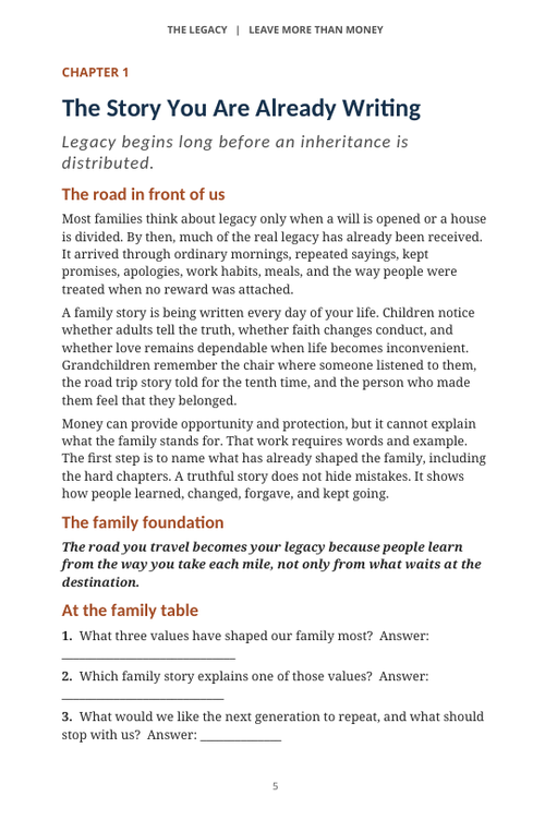 Chapter 1 of the 39-page Season One Family Guide, printed page 5.