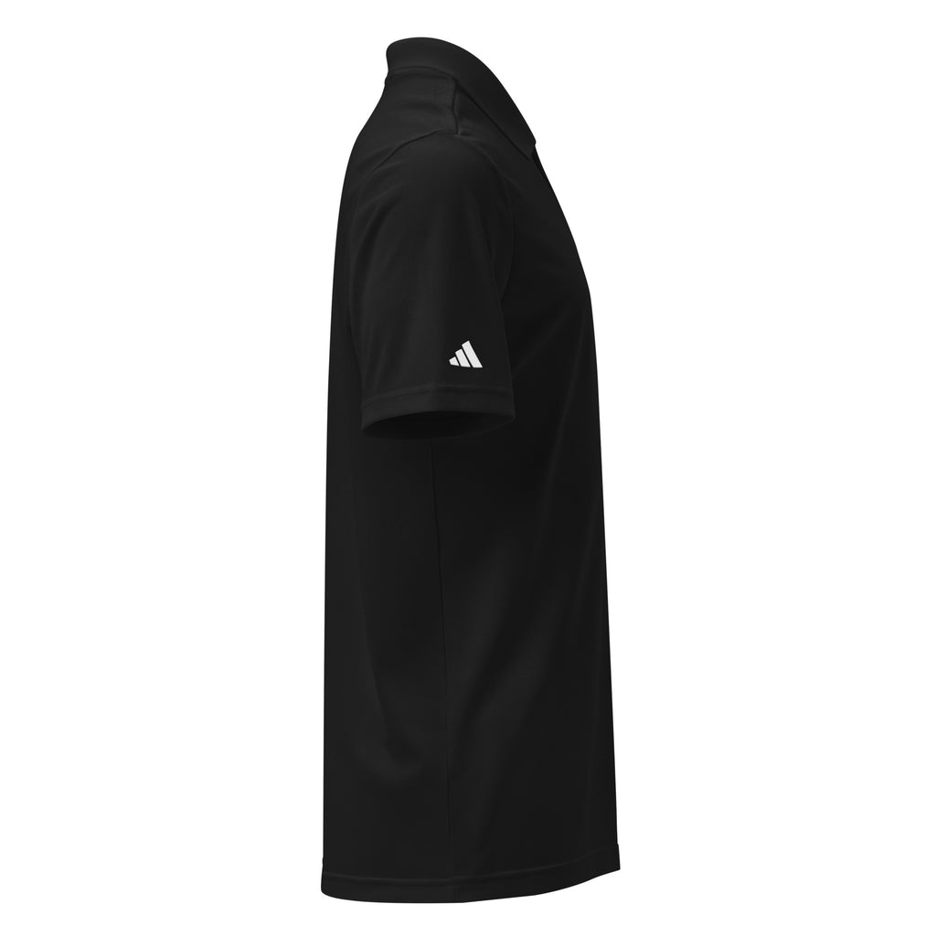 Right-side view of black RRT Executive Range Adidas Golf Polo with Adidas sleeve logo