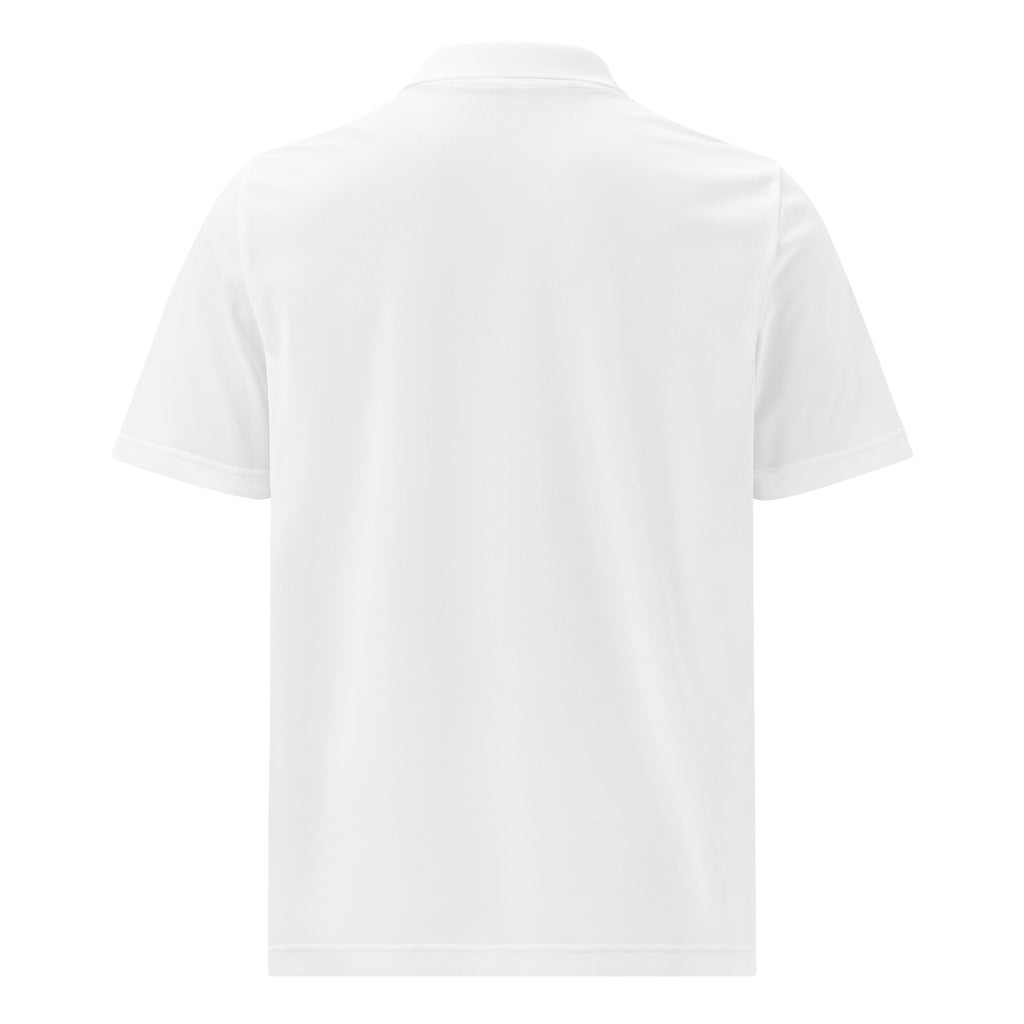 Back of white RRT Executive Range Adidas Golf Polo