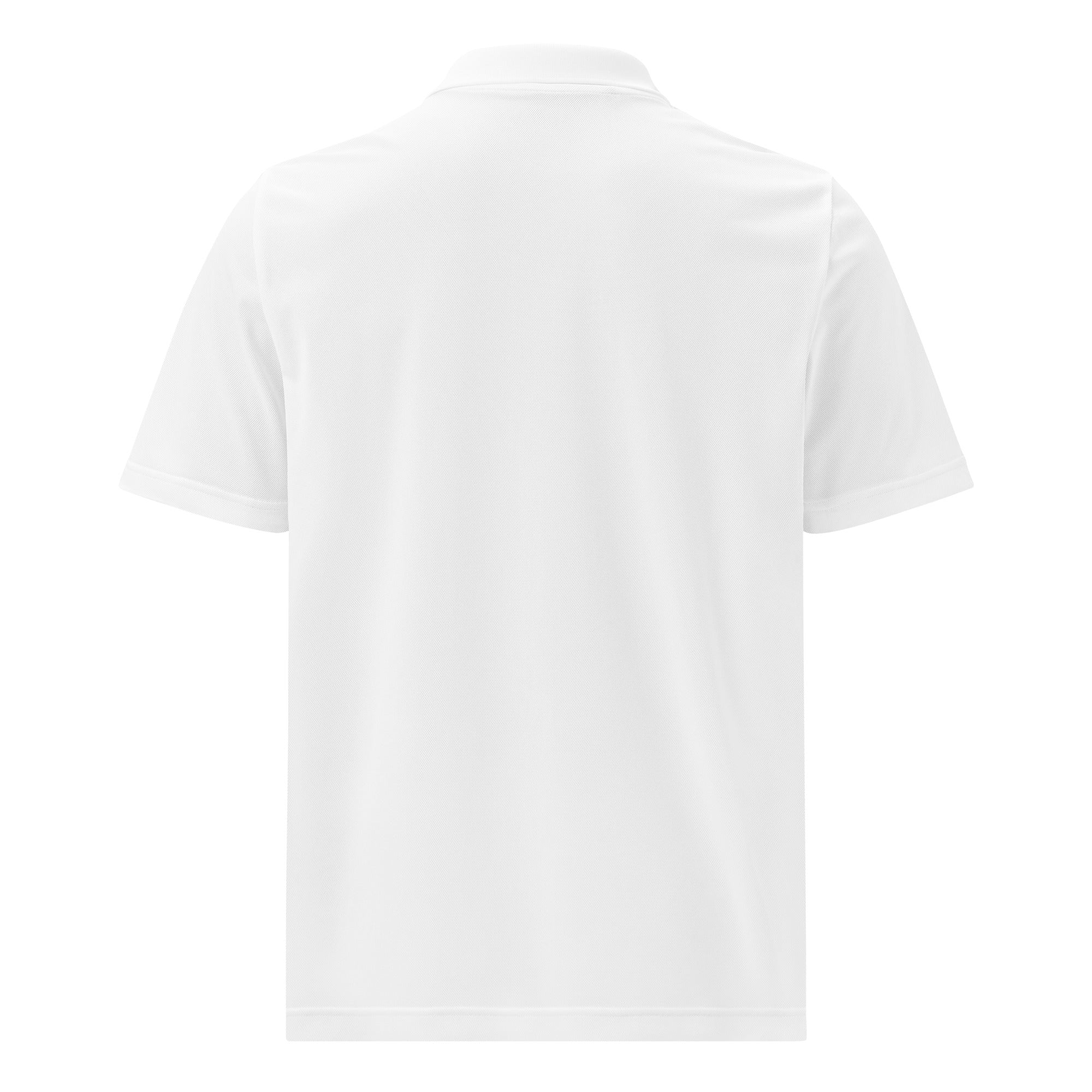 Back of white RRT Executive Range Adidas Golf Polo