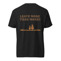 Back of black Retire Ready Texas Legacy Riders Tee with copper Leave More Than Money artwork